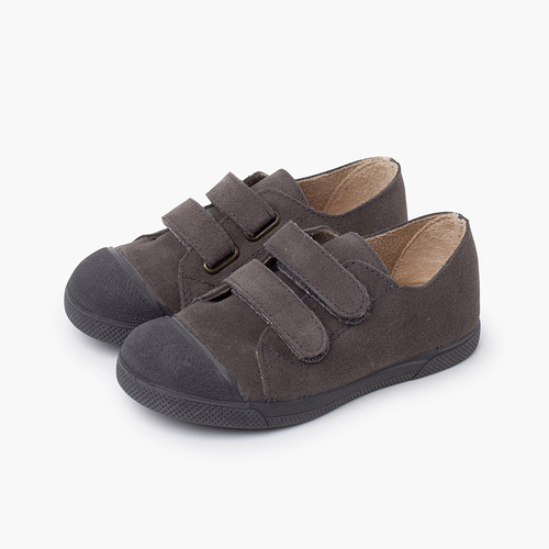 Zapatillas serraje niños puntera goma Gris