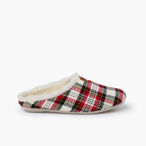 Zapatillas casa pura lana cuadros Cuadros