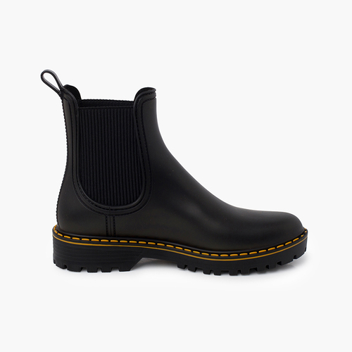 Botines agua mate pespunte suela track Negro