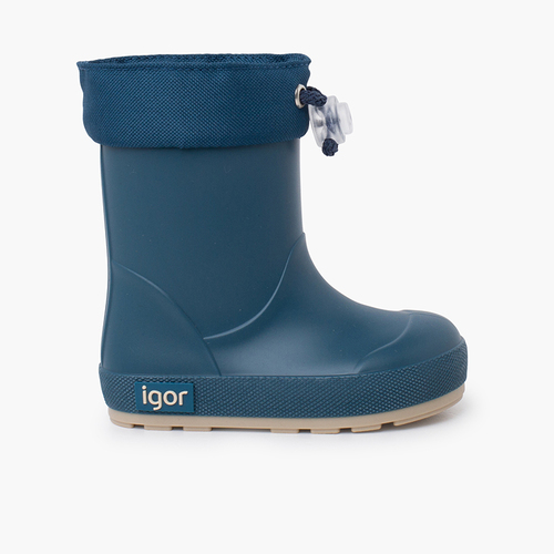 Botas agua niño y niña blanditas y ajustables Azul Petróleo