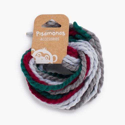 Cordones finos lana para el pelo verde y burdeos