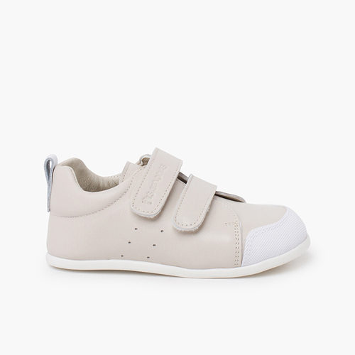 Zapatillas blanditas piel doble cierre adherente Crudo