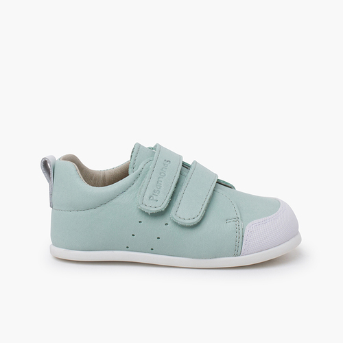 Zapatillas blanditas piel doble cierre adherente Verde Menta