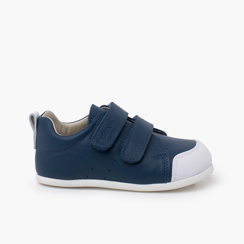 Zapatillas blanditas piel doble cierre adherente Azul Navy