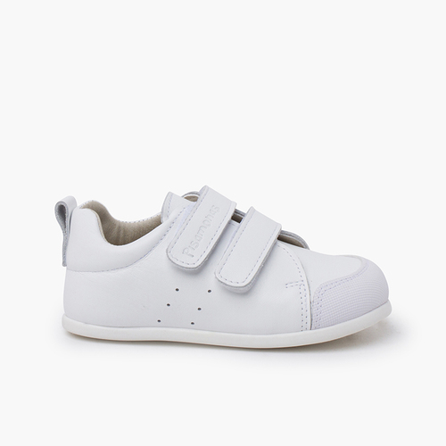 Zapatillas blanditas piel doble cierre adherente Blanco