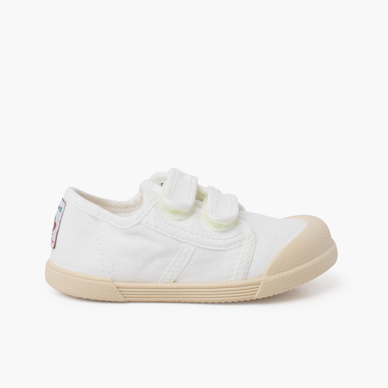 Zapatillas puntera barefoot cierre adherente Blanco