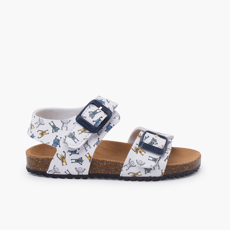 Sandalias niños con estampado de robots y suela bio