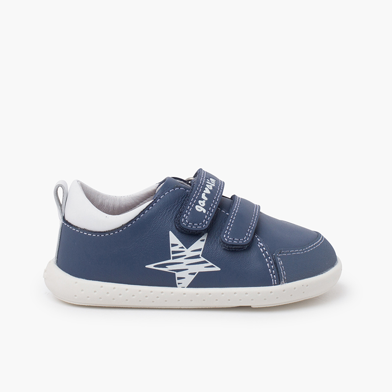 Zapatillas piel soft estrella cierre autoadherente Azul