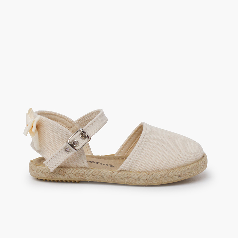 Espadrilles cérémonie nœud arrière en gros-grain Écru