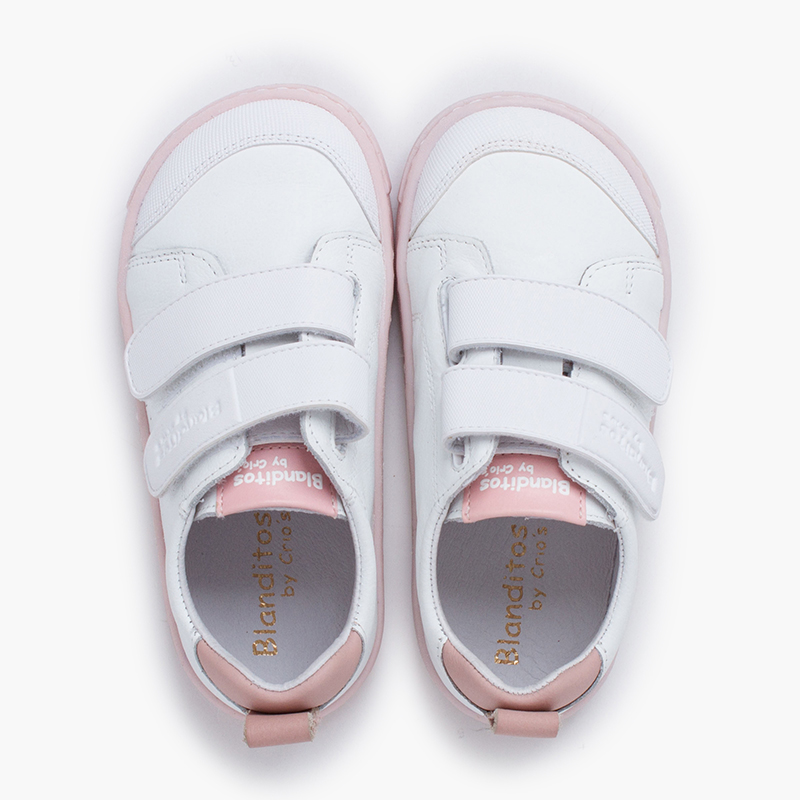 Zapatillas Blanditos tiras adherentes tallas altas  Blanco y Rosa