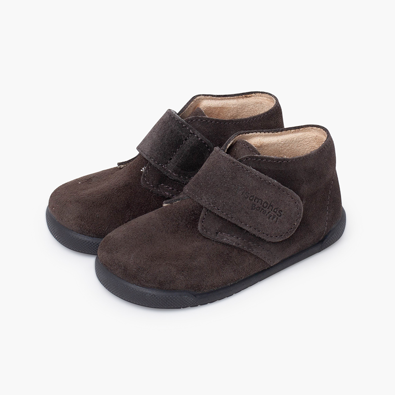 Bottines barefoot suède fermeture scratch Gris