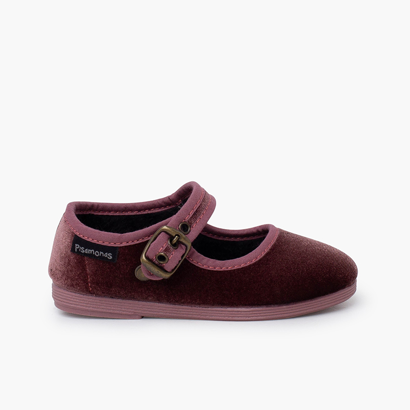 Babies velours boucle dorée vieillie Vieux Rose