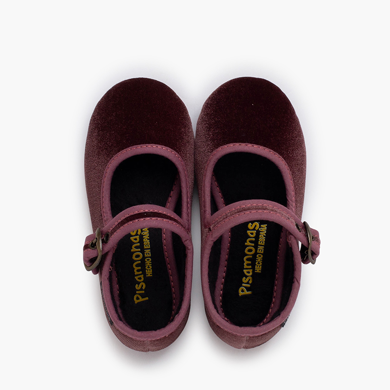 Merceditas terciopelo hebilla oro viejo  Rosa Viejo