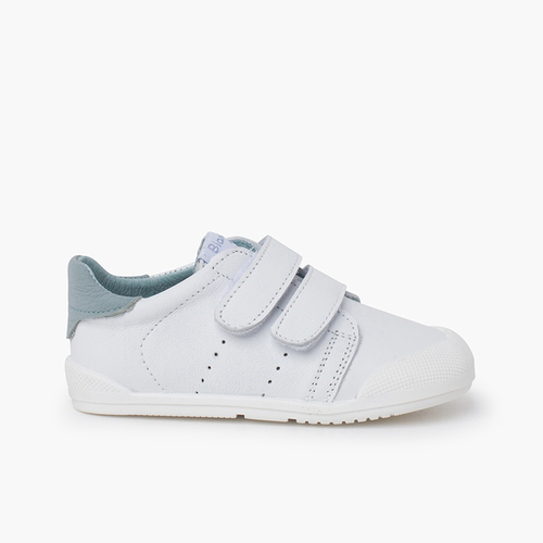 zapatillas blanditos crios doble tira adherente Blanco y Celeste