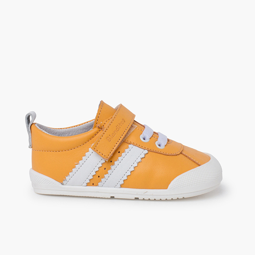 Blanditos Zapatillas Bandas Blancas Tira Adherente Naranja