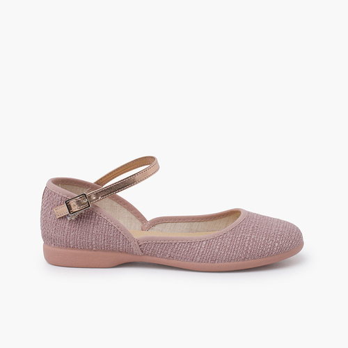 Mercedita escotada tipo lino pulsera metalizada Rosa Palo