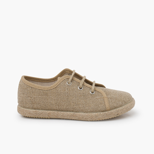 Blucher niños lino cordones yute Natural