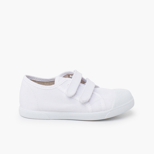 Zapatillas blanditas lona eco tira adherente Blanco