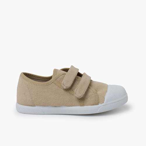 Zapatillas blanditas lona eco tira adherente Beige