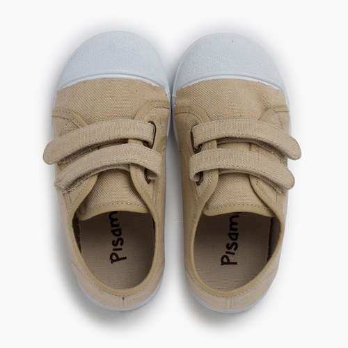 Zapatillas blanditas lona eco tira adherente Beige