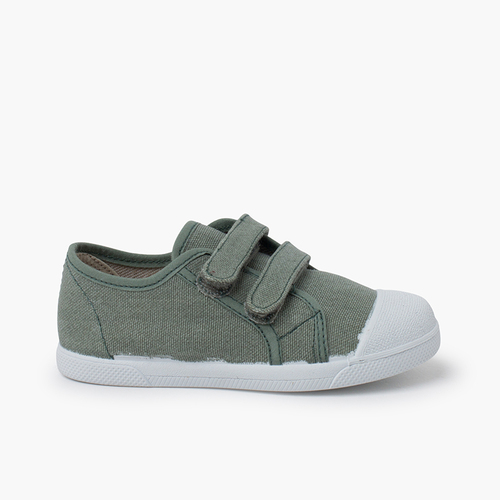 Zapatillas blanditas lona eco tira adherente Verde Eucalipto