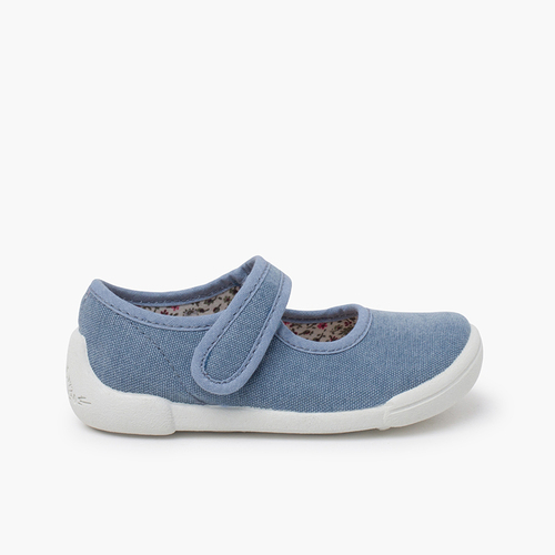 Merceditas barefoot tira adherente piso blanco Azul