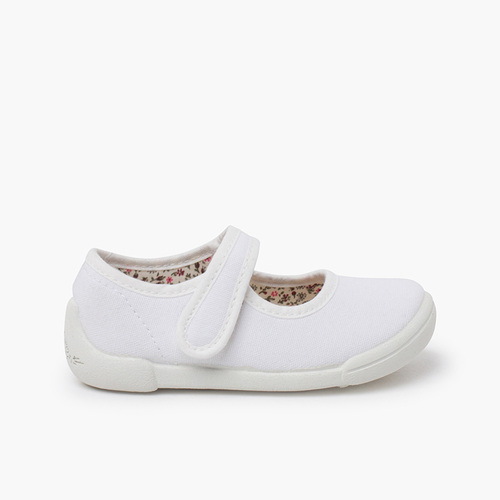 Merceditas barefoot tira adherente Blanco