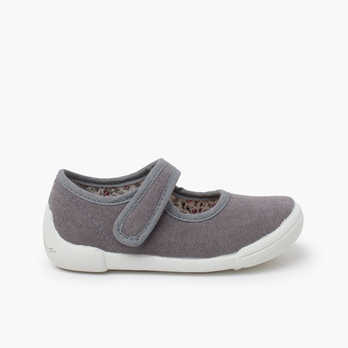 Merceditas barefoot tira adherente Gris