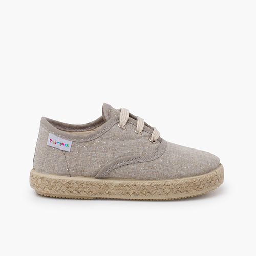 Zapatillas suela yute puntitos brillantes Topo