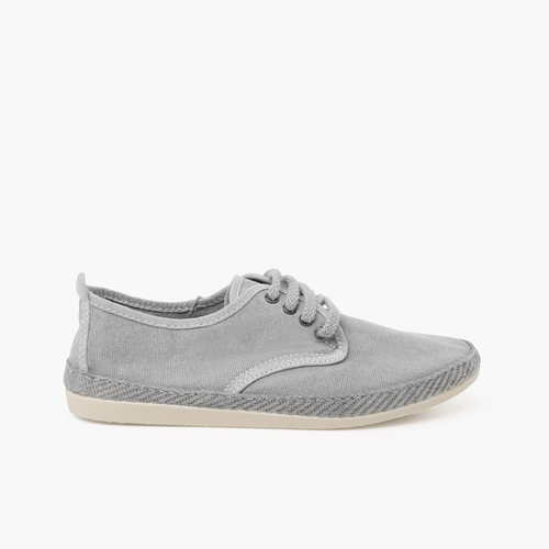 Zapatillas Casual Tallas Altas Lona Lavada Niebla