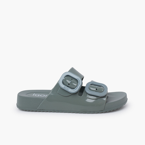 Sandalias Habana doble hebilla brillo Verde