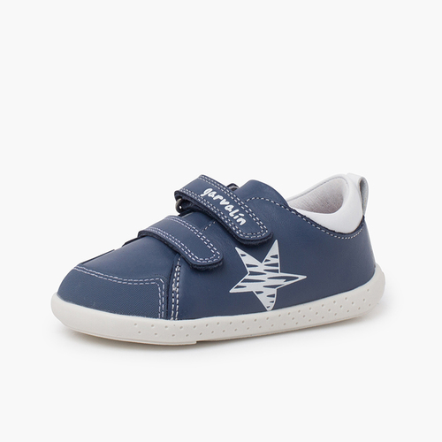 Zapatillas piel soft estrella cierre autoadherente Azul