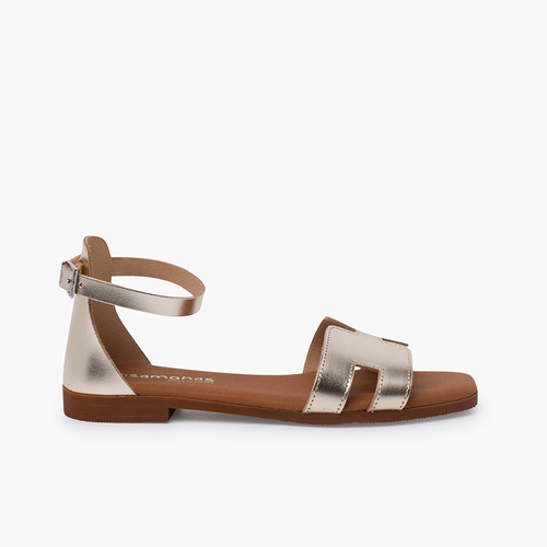 Sandalias pala geométrica talon alto Champagne