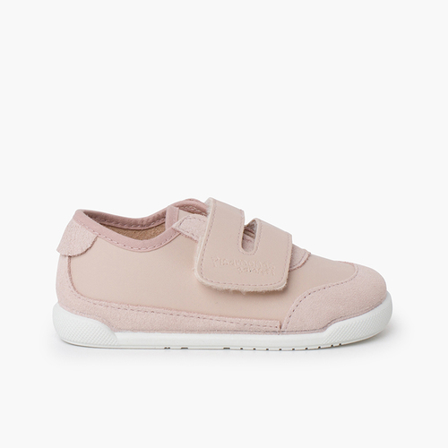 Deportivas barefoot combinadas piso blanco Rosa