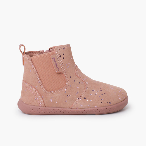 Botín minimal glitter con elástico lateral  Rosa
