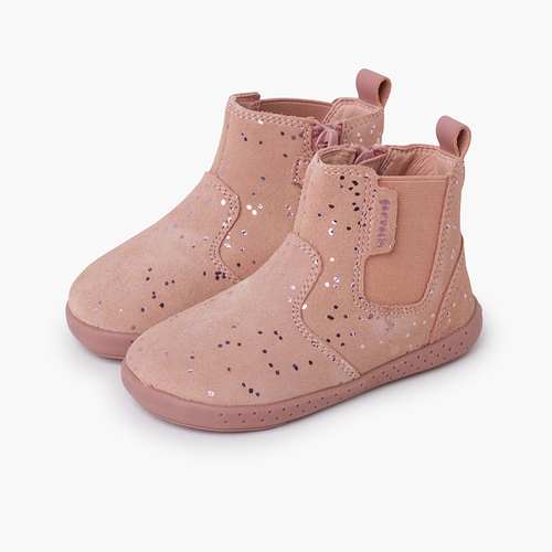 Botín minimal glitter con elástico lateral  Rosa