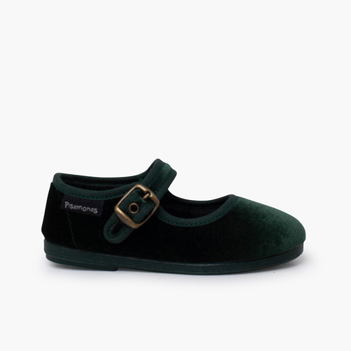 Merceditas terciopelo hebilla oro viejo  Verde