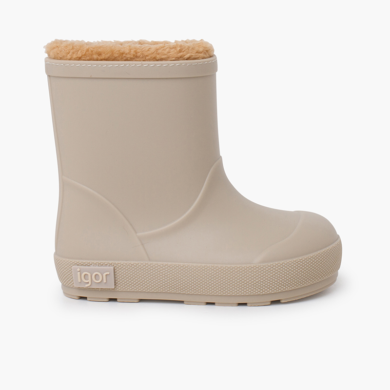 Botas de agua barefoot forro borreguito Beige