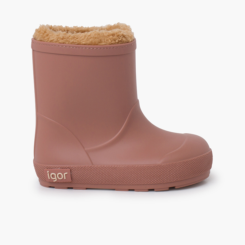 Botas de agua barefoot forro borreguito Rosa
