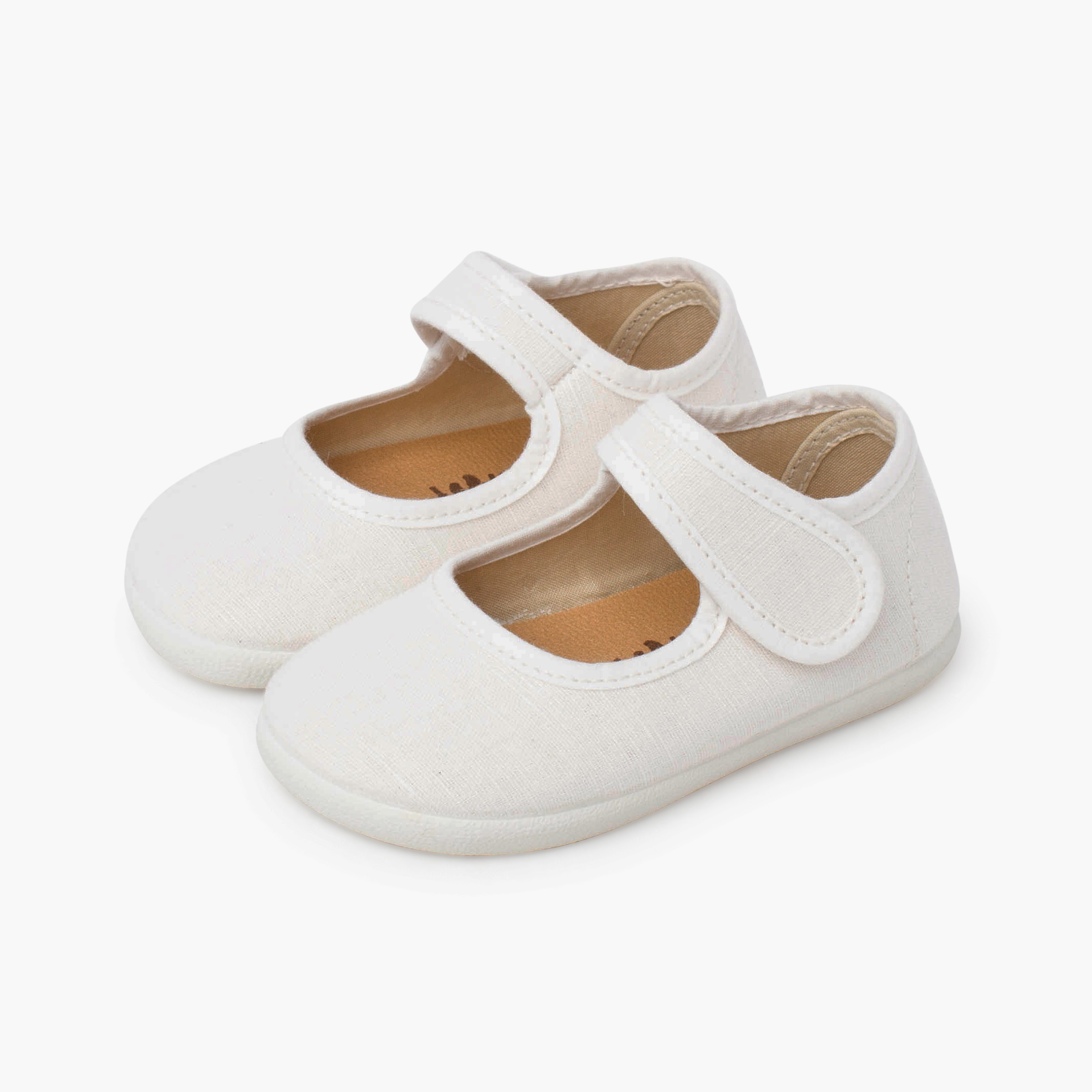 Chaussures babies barefoot lin fin Écru