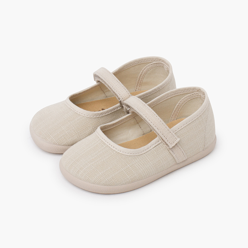 Merceditas barefoot lino ligero cierre adherente Crudo