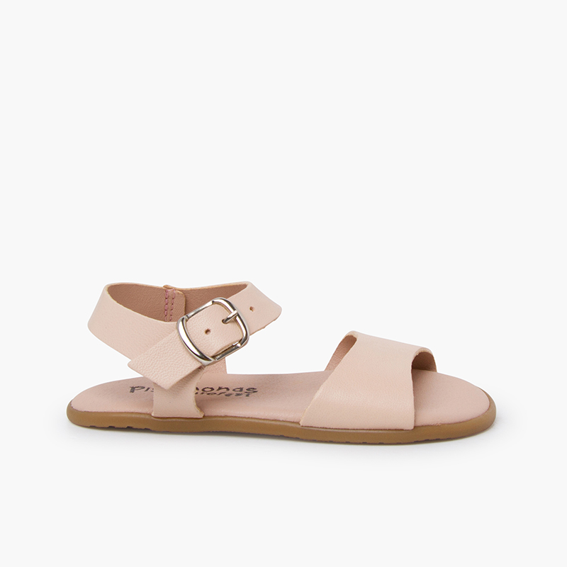 Sandalias barefoot lisas hebilla Rosa Nude