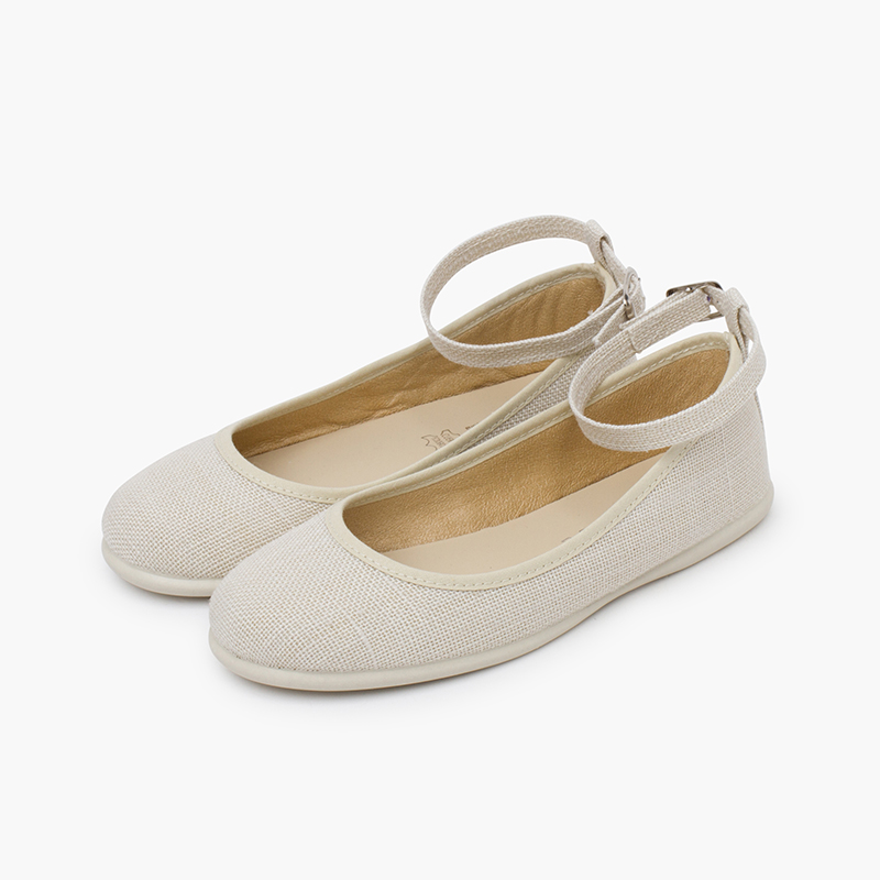 Bailarinas lino pulsera y lazo tul Crudo