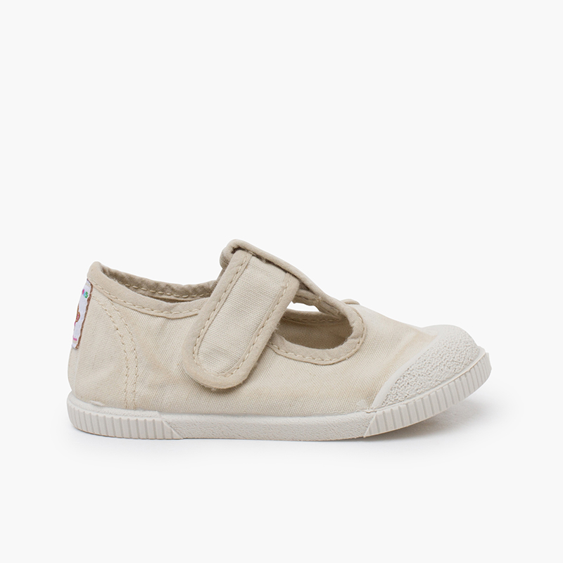 Pepitos puntera barefoot lona lavada avena