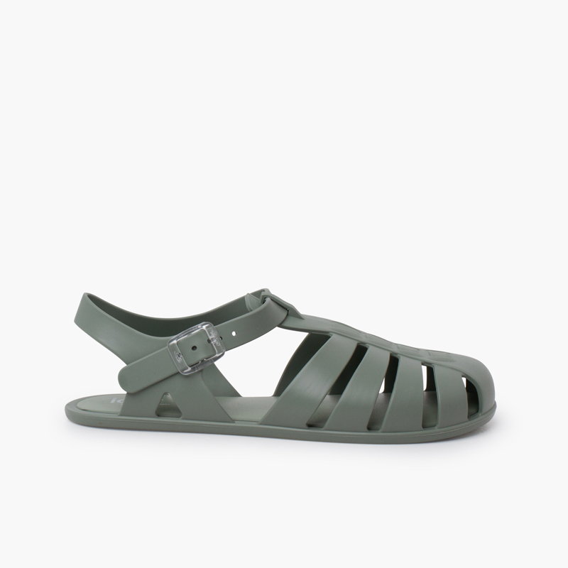 Sandales plastique barefoot enfants et femme Vert