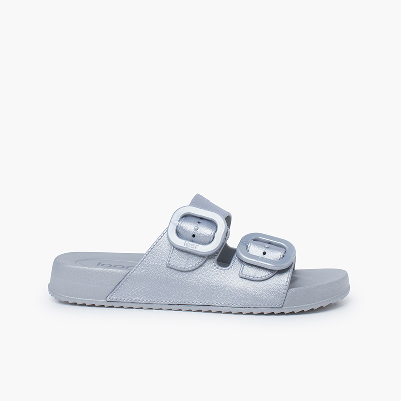 Chanclas goma eva habana metalizadas Plata
