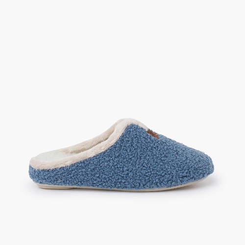Zapatillas casa zueco borreguito Azul Jeans