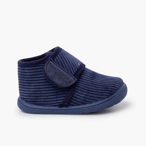 Botitas casa pana barefoot tira adherente Azul Marino