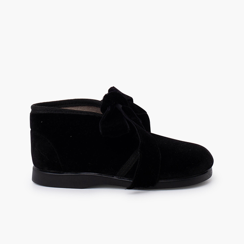 Botitas niños terciopelo lazo Negro