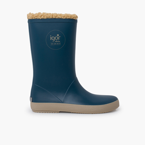 Botas de agua borreguito suela beige Azul Petróleo